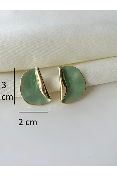 Nilsu Jewellery Accessory Gold Detailed Pearlescent Crushed Plate Women's Earrings
