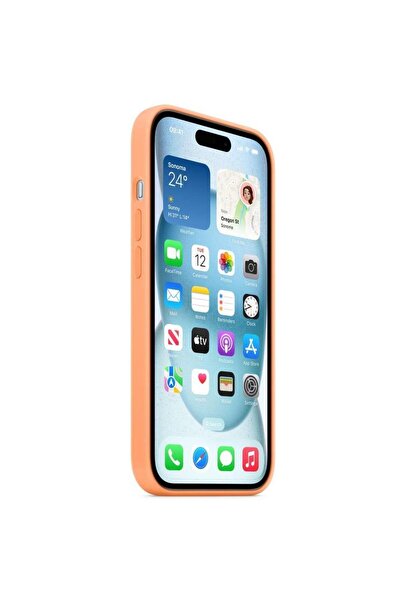 Apple Husa Originala Silicon iPhone 15 Plus, MagSafe, Orange Sorbet