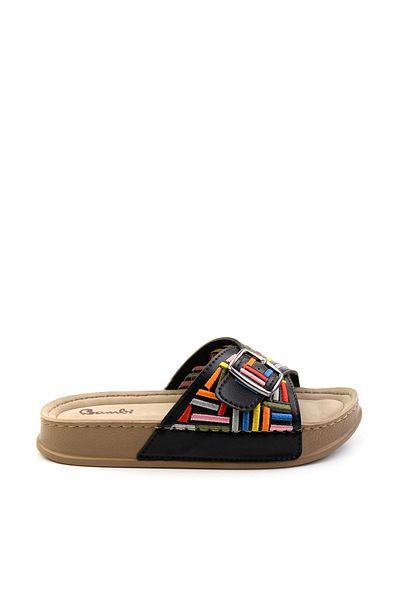 Bambi Black Multicolor Women's Slippers K04099500109