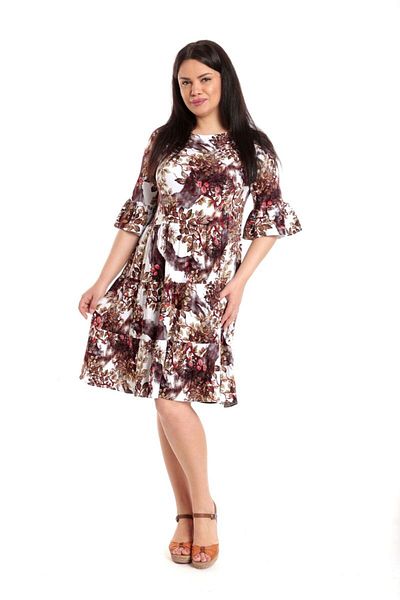 Eranthe Rochie Dama, din Viscoza, Grena cu Alb si imprimeu floral