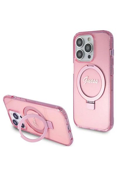 Guess Case Ring Stand Glitter Magsafe Iphone 15 Pro Max Pink