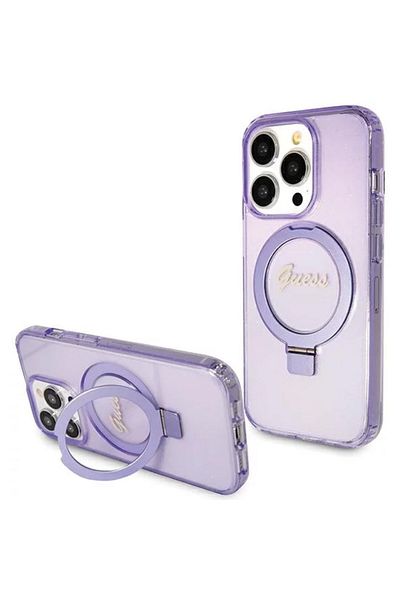 Guess Guess Husa Ring Stand Glitter MagSafe iPhone 15 Pro Max Mov