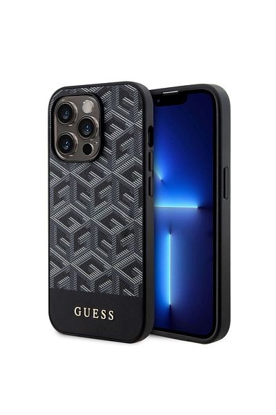 Guess Gcube Stripes Magsafe Iphone 15 Pro Max Case Black