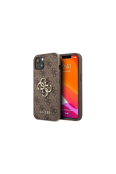Guess Husa iPhone 13 Guess PU 4G Metal Logo Maro