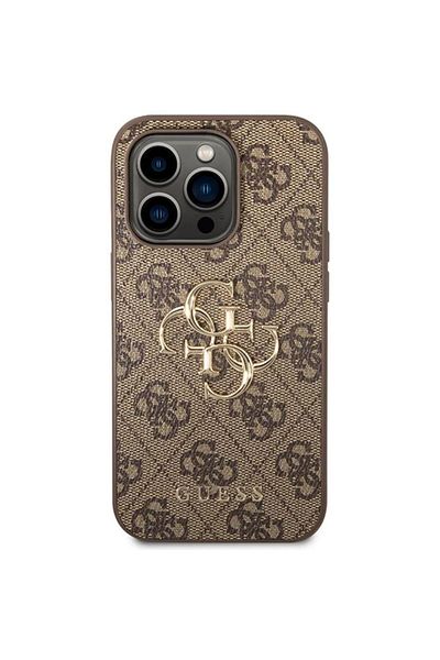 Guess Husa PU 4G Metal Logo iPhone 15 Pro Maro