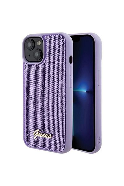 Guess Case Sequin Script Logo Iphone 15 Purple