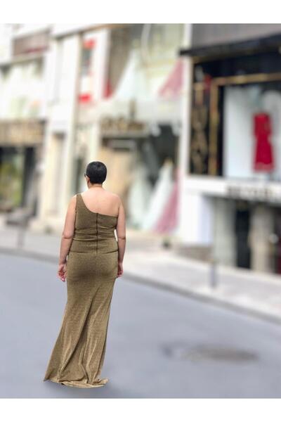 wisteriA SİM GÖRÜNÜMLÜ TEK OMUZ ÖNDEN YIRTMAÇLI ABİYE