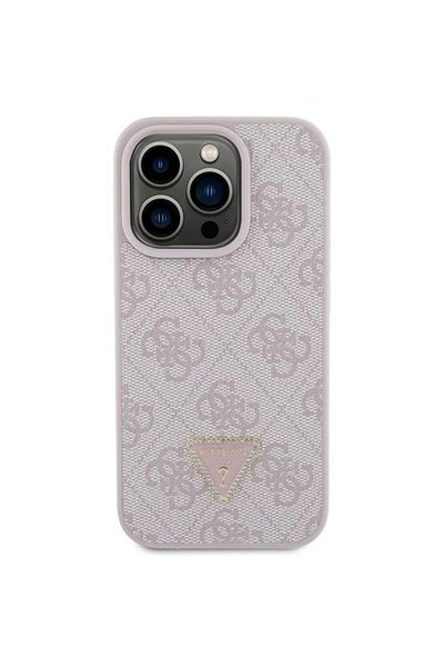 Guess Case Pu 4g Strass Triangle Metal Logo Iphone 15 Pro Pink