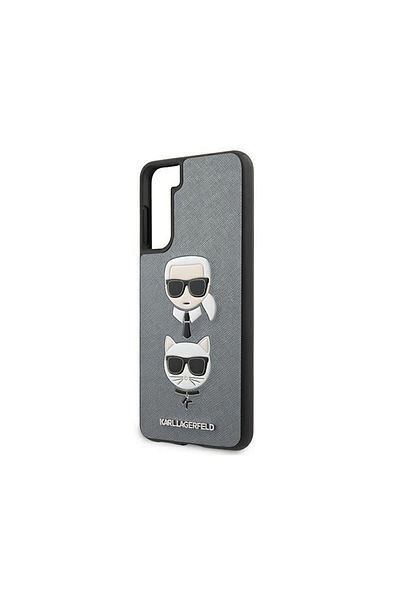 Karl Lagerfeld Husa Samsung Galaxy S21 Plus G996 Saffiano Ikonik Karl&choupette Head Argintiu