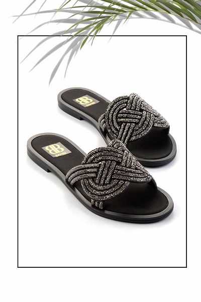 Bambi Matte Black Platinum Women's Slippers K04379011538