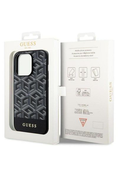 Guess Gcube Stripes Magsafe Iphone 14 Pro Max Case Black
