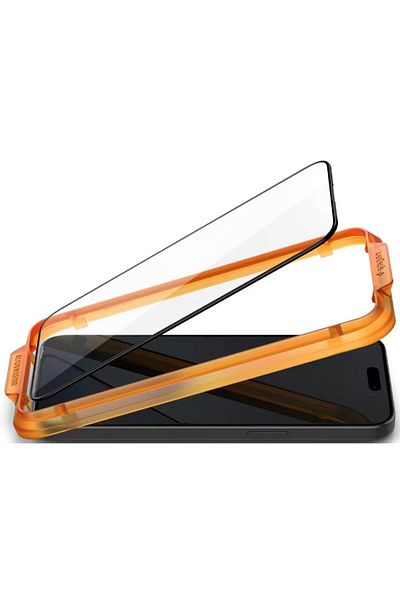 Spigen Glass Tr Alignmaster Screen Protector for iPhone 15 Pro Max, Mounting Kit, 2 Pieces/Pack Black