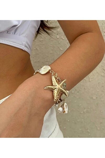 Freya Denizyıldızı Denizkabuğu İncili Mermaid Çelik Bileklik