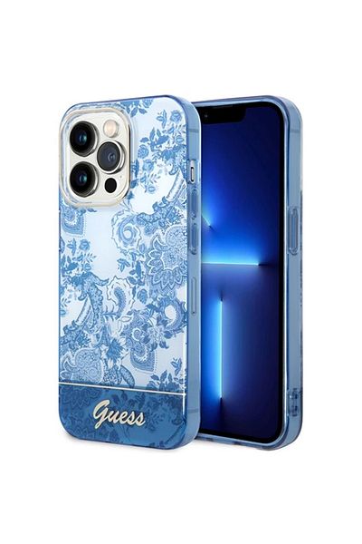 Guess Husa Porcelain Collection Iphone 14 Pro Albastru