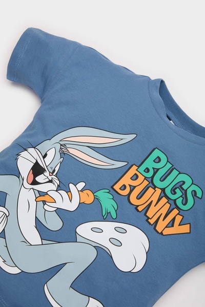 DeFacto E7693 Mavi Erkek Bebek Looney Tunes 2'li Takım Kısa Kollu Tişört Şort