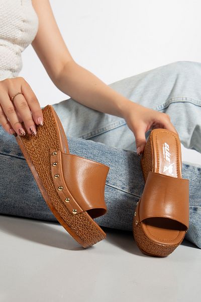 Elile Shoes Genuine Leather Padded Heel Slippers