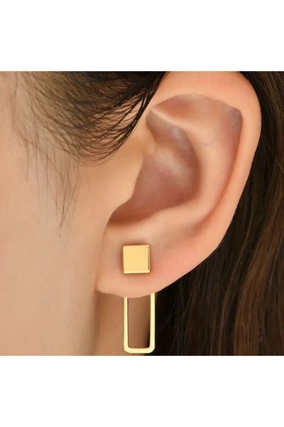 SEVAS GOLD Women's Gold Color Rectangular Earrings