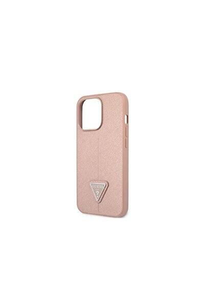 Guess Husa iPhone 13 Pro PU Saffiano Triangle Roz