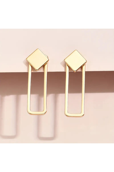 SEVAS GOLD Women's Gold Color Rectangular Earrings