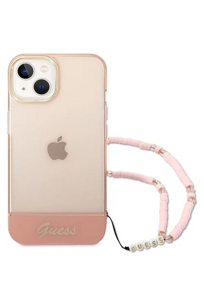 Guess Case Tpu Camera Outline Translucent Strap Iphone 14 Pink