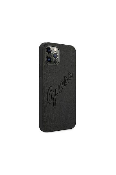 Guess Case Iphone 12 Pro Max Saffiano Vintage Script Black