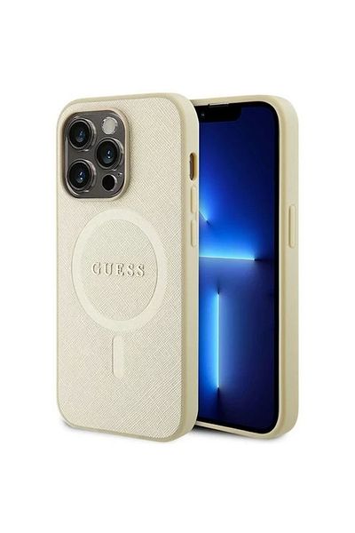 Guess Case Saffiano Magsafe Iphone 15 Pro Beige