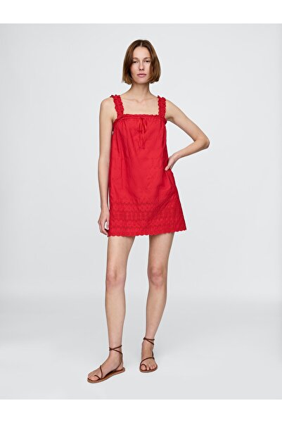 GAP Kadın Kırmızı × Dôen Eyelet Shift Mini Elbise