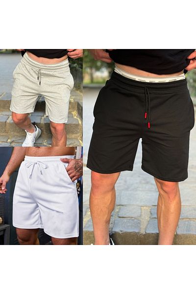 dont quıt Ανδρικό σορτς 3 τεμαχίων Slimfit Μονόχρωμο βαμβακερό ύφασμα