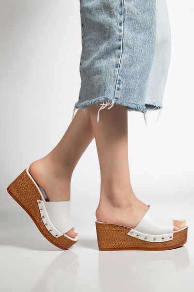Elile Shoes Genuine Leather Padded Heel Slippers