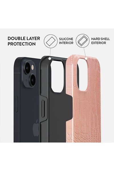 BURGA Dual Layer Pink Croco Iphone 15 case