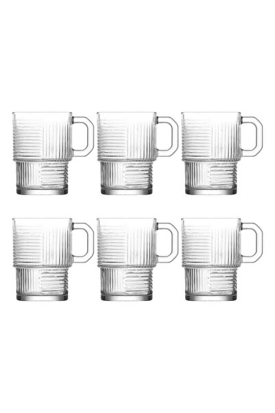LAV Set of 6 Tea Cups with Handle, LAV, Helen Model, Extra Quality, 270 ml, Modern Design