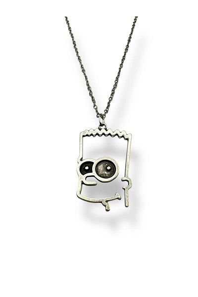 Herşey Nota Unisex Necklace with Bart Simpson Figure – Fun Design with 60 cm Chain