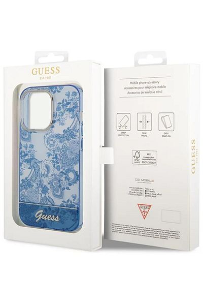 Guess Husa Porcelain Collection Iphone 14 Pro Albastru