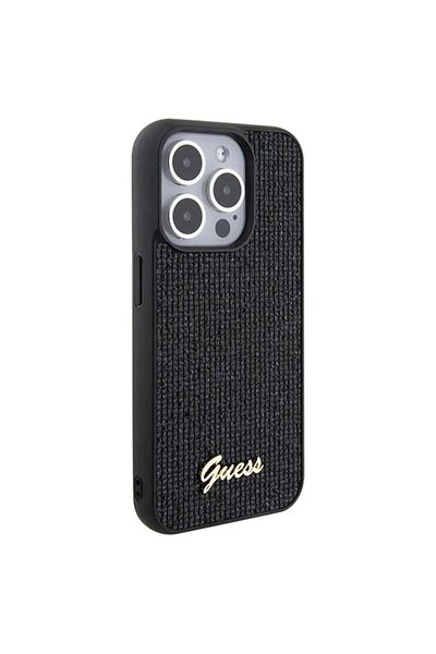 Guess Case Square Mirror Script Logo Iphone 15 Pro Black