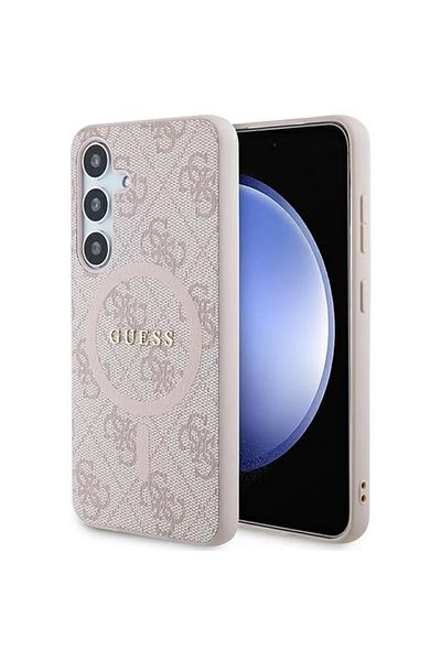 Guess Case 4g Leather Metal Logo Magsafe Samsung Galaxy S24 Pink