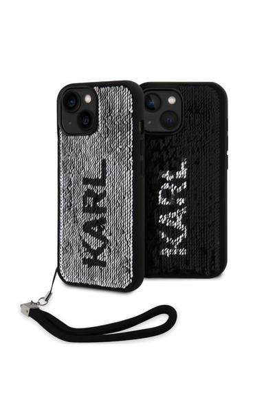 Karl Lagerfeld Husa Sequins Reversible iPhone 15 Negru / Argintiu