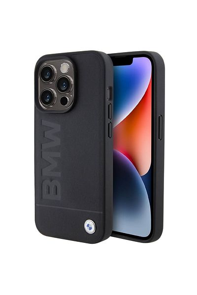 BMW Husa MagSafe Leather Hot Stamp iPhone 15 Pro Black