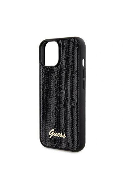 Guess Husa Sequin Script Logo iPhone 15 Plus Negru