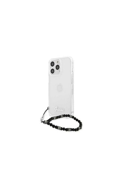 Guess Case Iphone 13 Pro Script & Black Pearls Transparent
