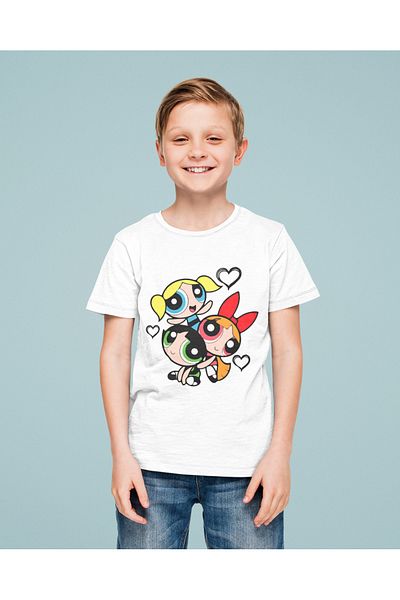 SEVBANO Tricou pentru copii unisex cu desene animate Power Puff Girls (vârsta 1-12)