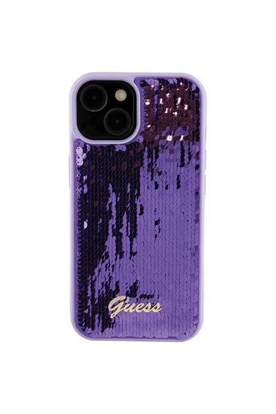 Guess Case Sequin Script Logo Iphone 15 Purple