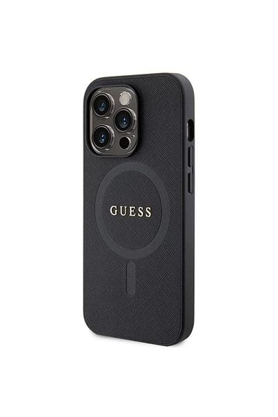 Guess Saffiano Magsafe Iphone 15 Pro Case Black