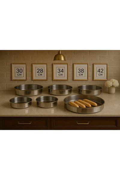 Veliday 5 Piece Stainless Steel Round Baking Tray Set 28Cm-30Cm-34Cm-38Cm-42Cm