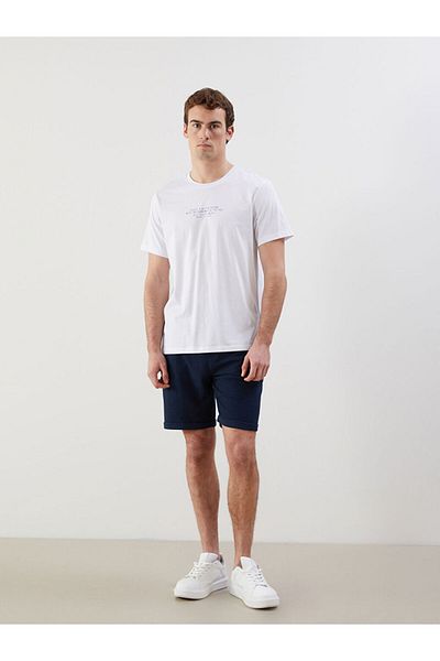 LC Waikiki Νέα σεζόν Crew Neck κοντομάνικο εμπριμέ χτενισμένο βαμβακερό ανδρικό μπλουζάκι - S5KR66Z8