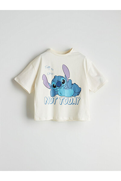 LC Waikiki Crew Neck Stitch Printed Girls' T-Shirt