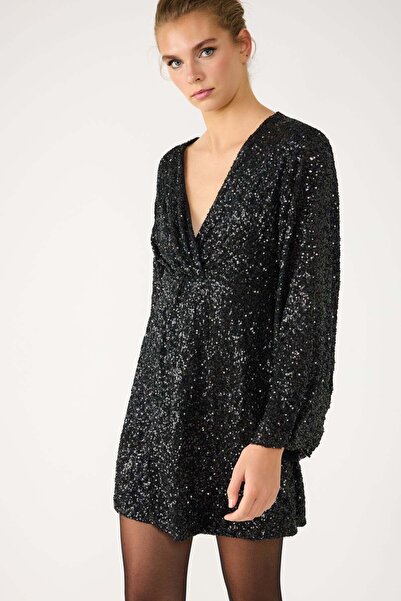 No Matter What Minikleid mit doppelter Knopfleiste und Pailletten