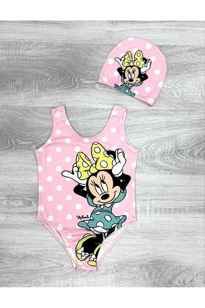 mikam New Season Patterned Printed Girl's Belted Zibin Swimsuit/Mayoki̇Ni̇
