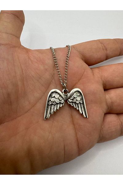 Herşey Nota Unisex Necklace with Angel Wing Figure – Elegance and Protective Energy Themed Accessory with 60 cm Chain
