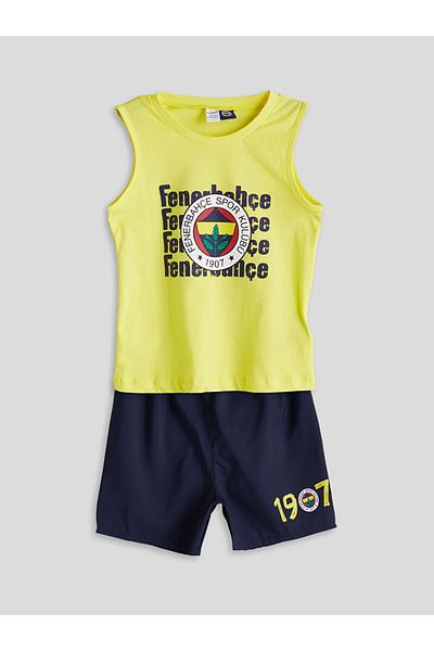 LC Waikiki Printed Boy's T-Shirt and Swim Shorts 2-Piece