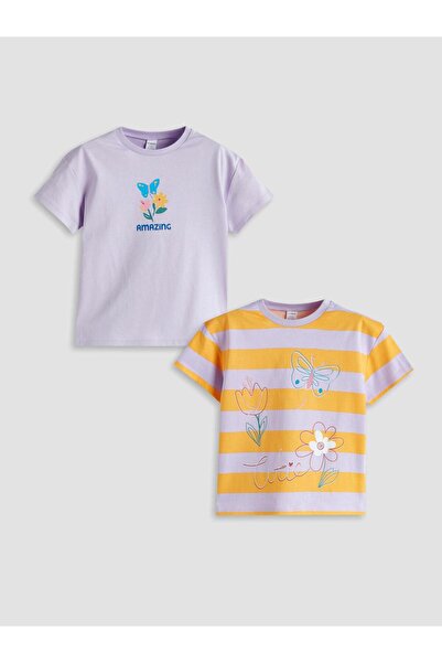 LC Waikiki Crew Neck Floral Girl's T-Shirt 2-Piece
